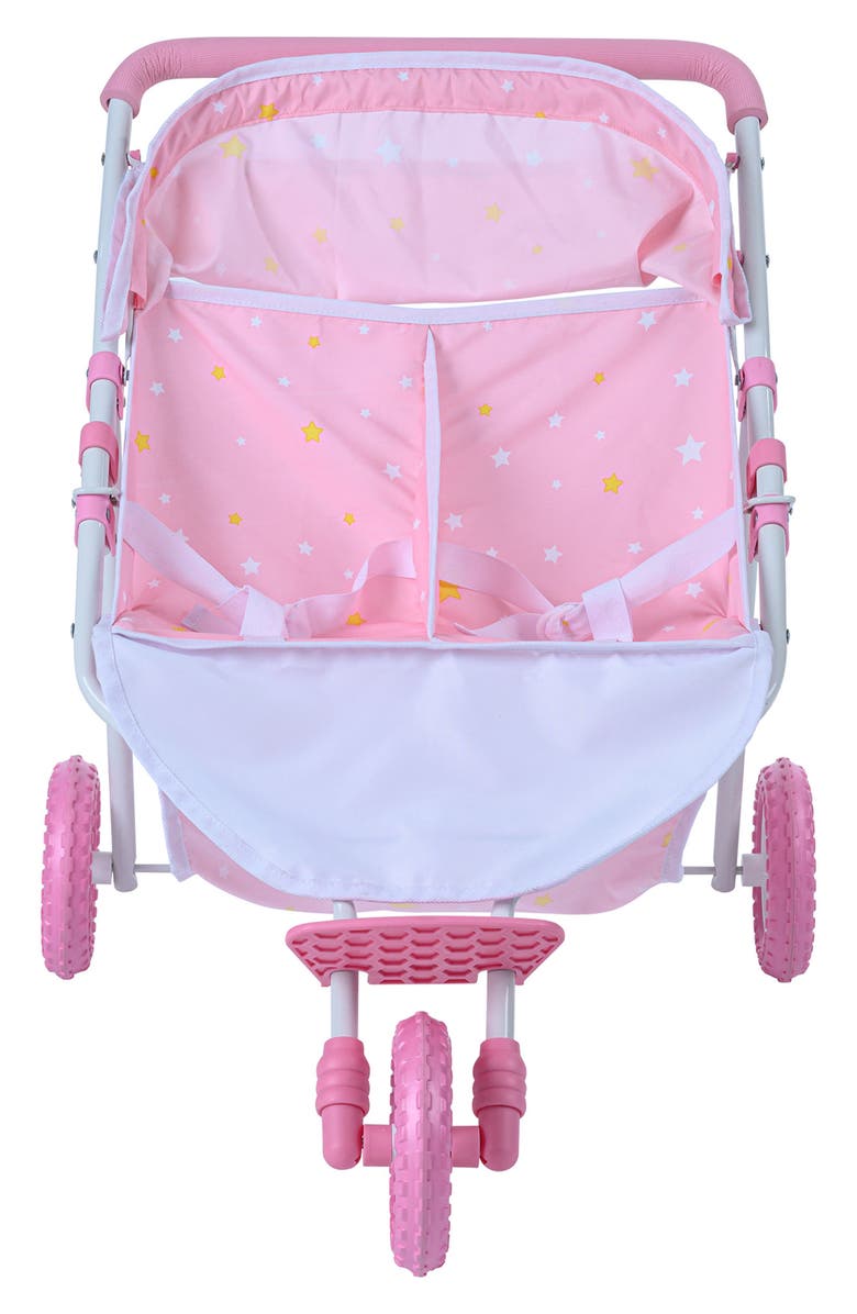Teamson Kids Olivia's Little World Twinkle Star Princess Collection Twin Doll Stroller, Alternate, color, Pink
