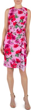 Julia Jordan Floral Print Ruffle Detail Jersey Dress