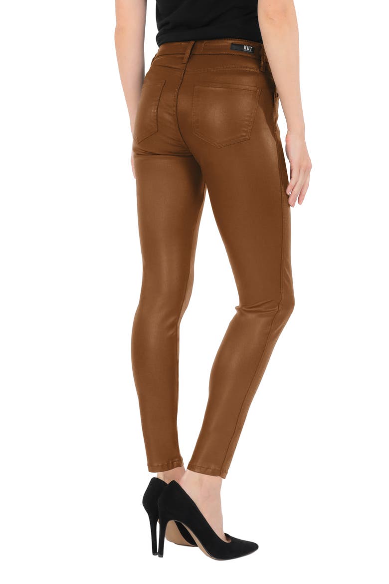 Donna Coated High Waist Ankle Skinny Jeans, Alternate, color, COGNAC