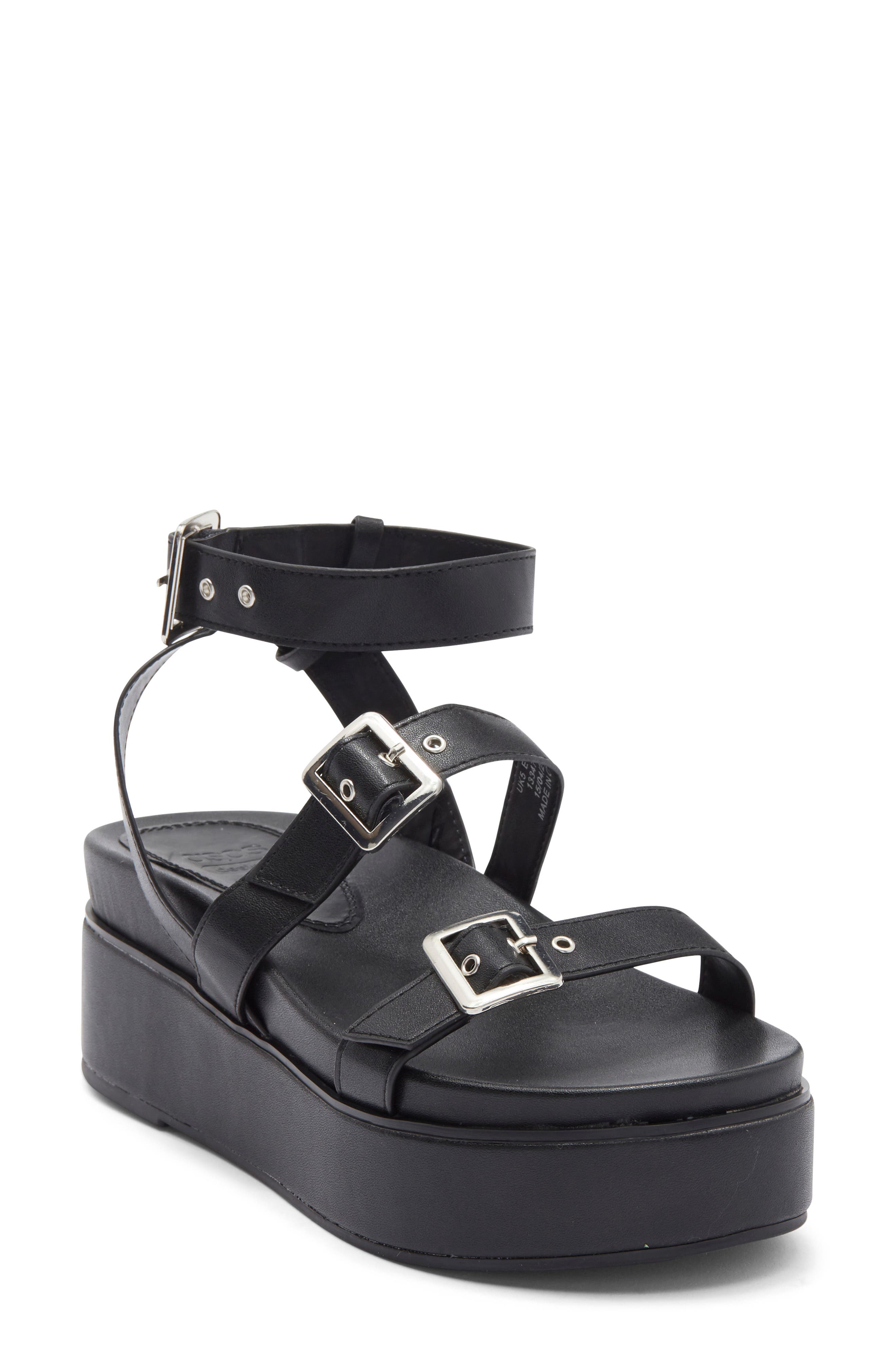 ASOS DESIGN Trombone Platform Buckle Sandal, Main, color, 
