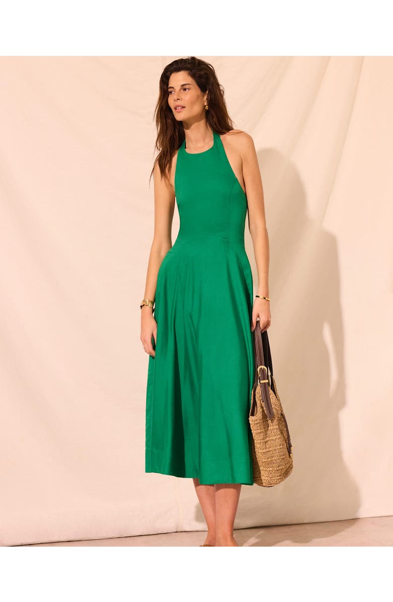 MINT VELVET Linen Blend Halter Midi Dress, Alternate, color, Green