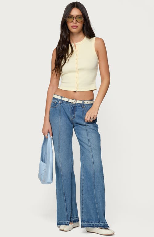 Edikted Basel Front Button Rib Crop Top In Gray