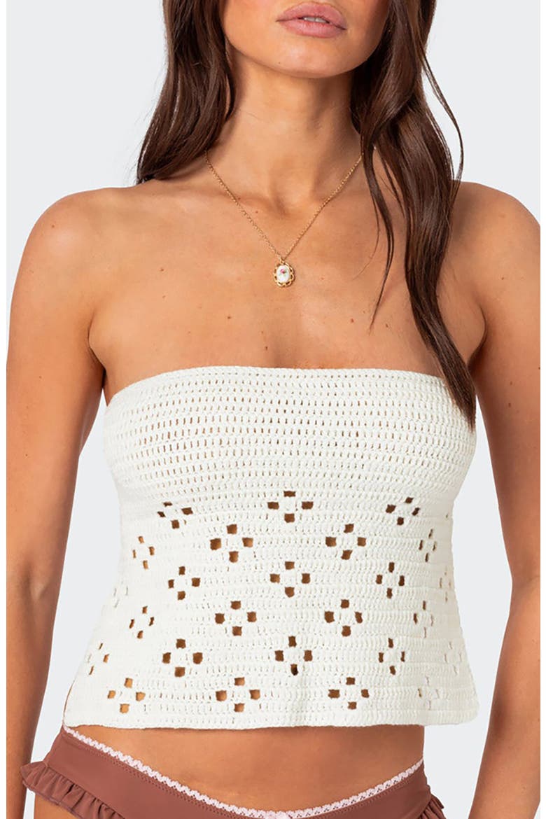 Niki Crochet Tie Back Strapless Top, Main, color, CREAM
