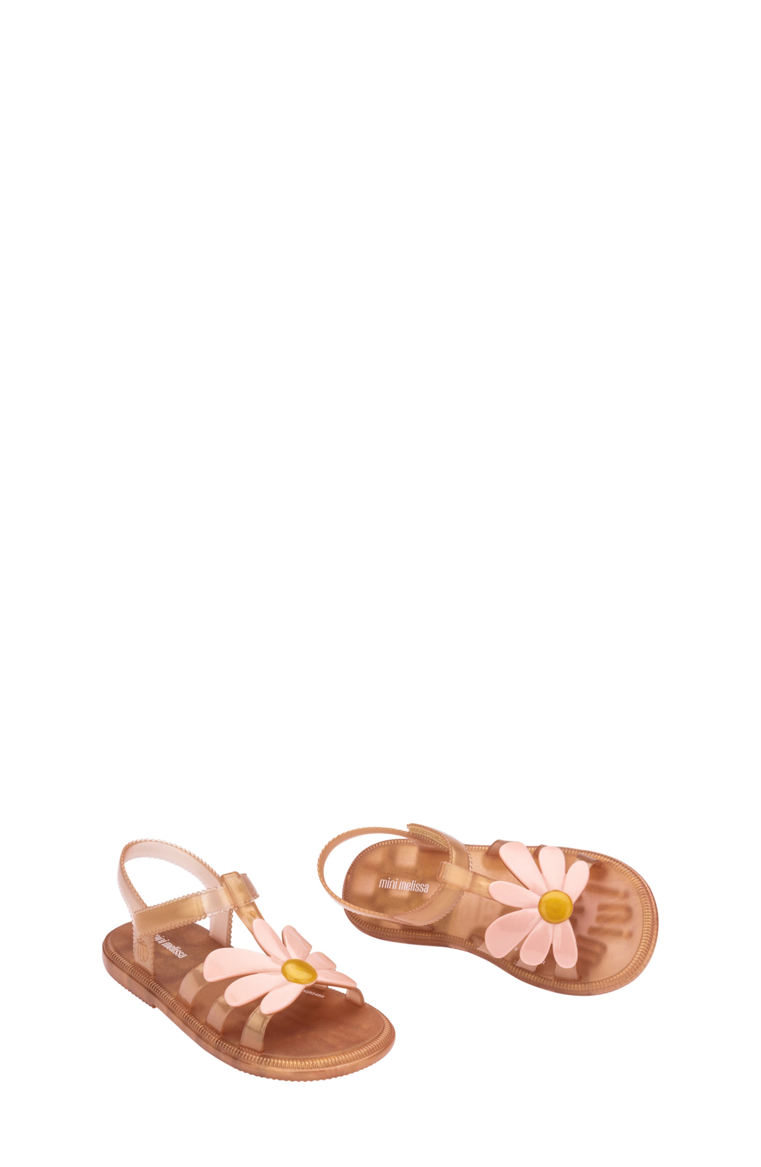 Mini Melissa Kids' Mini Hip Bloomy Sandal, Alternate, color, Pearlish Brown/ Pink