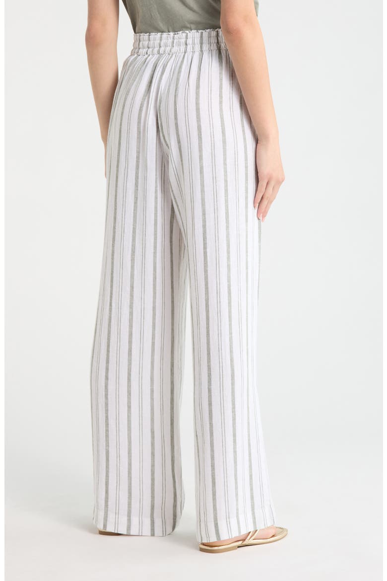 Stella Stripe Linen Blend Paperbag Pants, Alternate, color, EUCALYPTUS GREEN/ WHITE