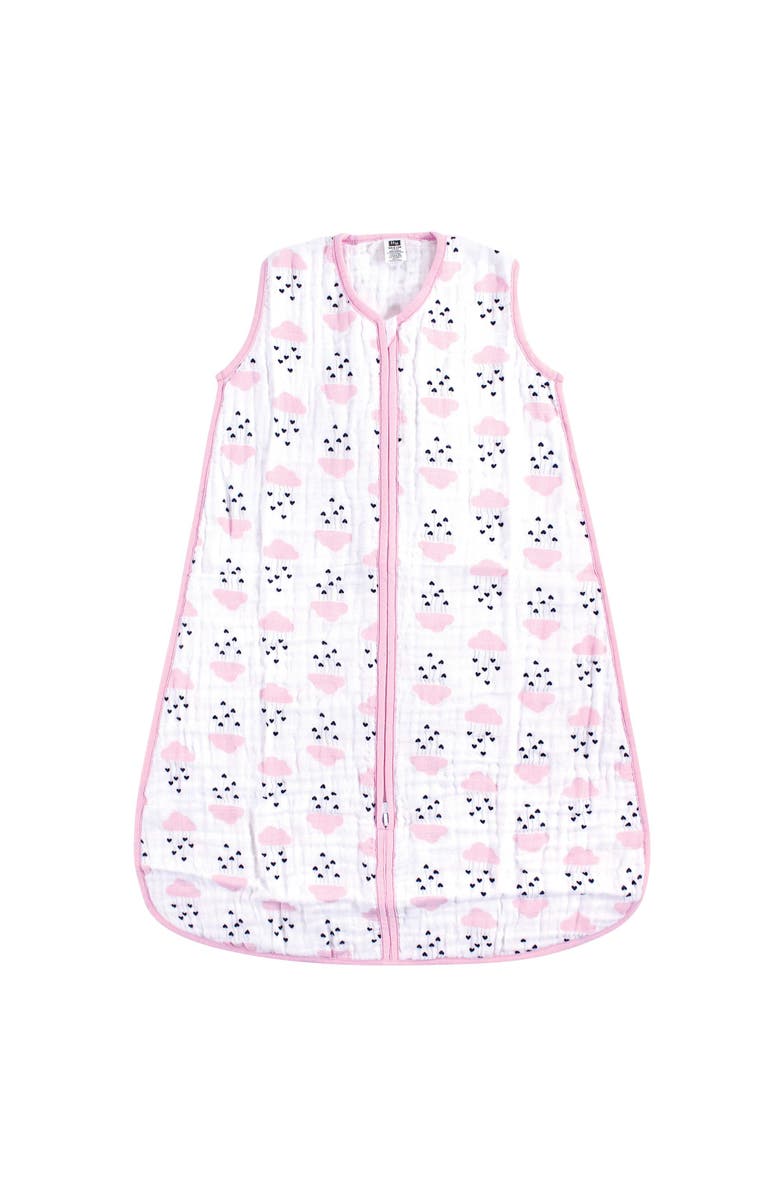 Hudson Baby Muslin Cotton Sleeveless Wearable Sleeping Bag, Sack, Blanket, Main, color, Clouds And Hearts