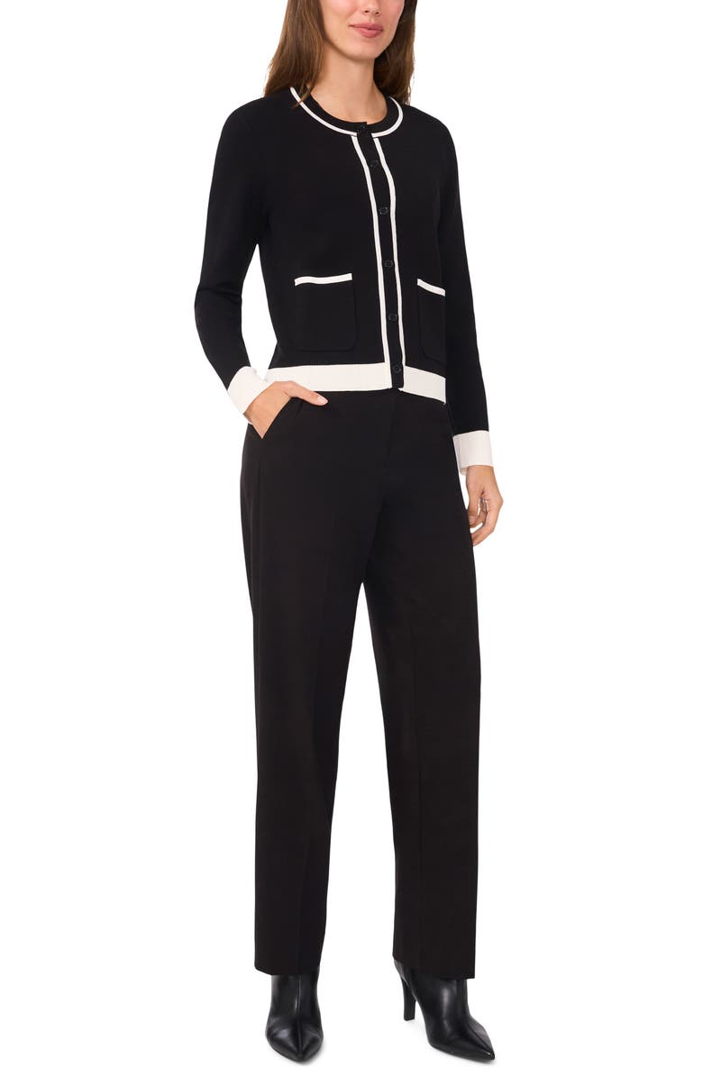 Halogen<sup>®</sup> Contrast Trim Cardigan, Alternate, color, Rich Black