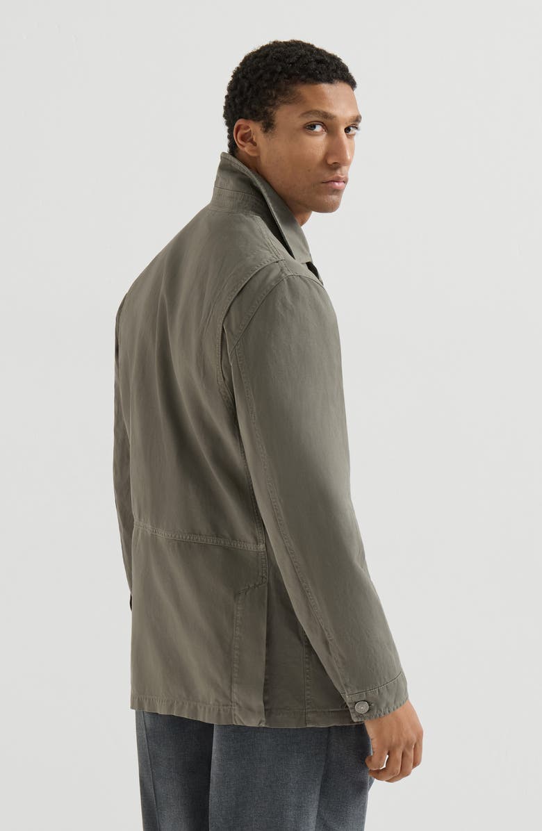 Brunello Cucinelli Cotton and linen outerwear jacket, Alternate, color, Military