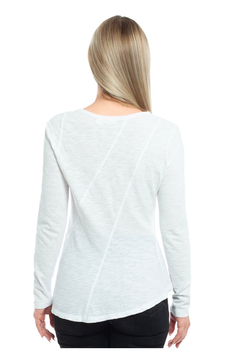 WILT Clothing Round Neck Long Sleeve Tee with Asymmetric Hem & Body Seams, Alternate, color, Black