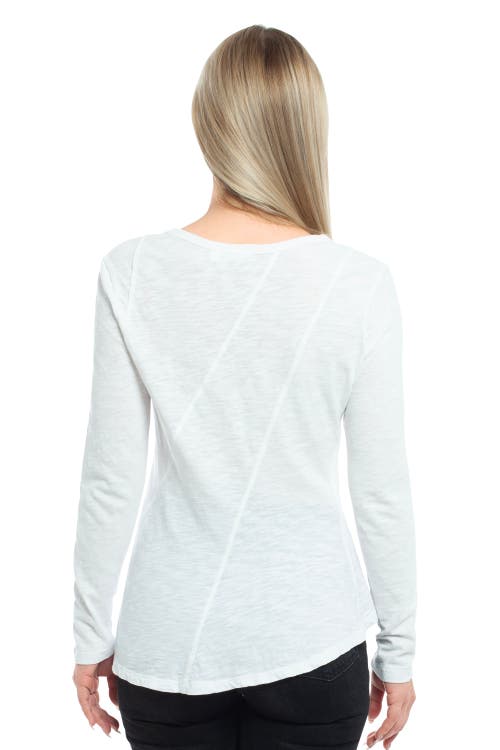 Wilt Clothing Round Neck Long Sleeve Tee With Asymmetric Hem & Body Seams In Blue