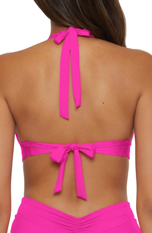 Becca Shirred V-wire Halter Bikini Top In Pink
