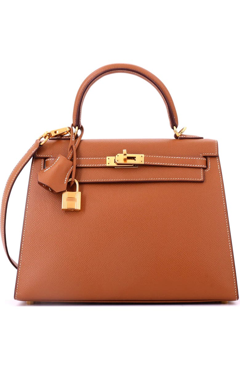 Pre-Owned Hermes Kelly Handbag Brown Epsom with Gold Hardware 25, Main, color, Gold