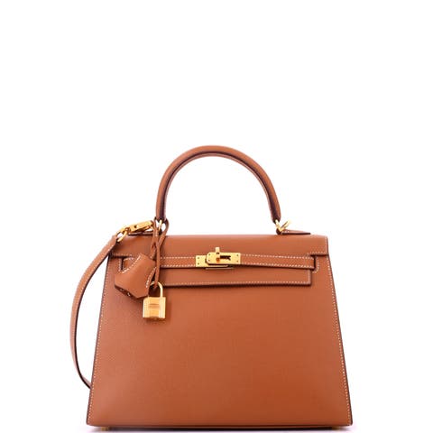 Kelly Handbag Brown Epsom with Gold Hardware 25