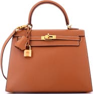 Pre-Owned Hermes Kelly Handbag Brown Epsom with Gold Hardware 25