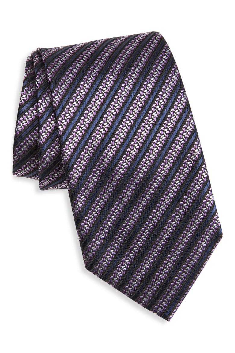 Stripe Mulberry Silk Tie, Main, color, PURPLE