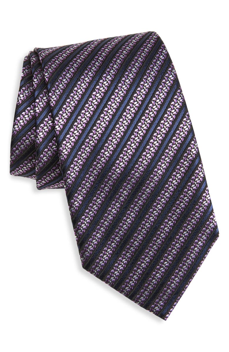 ZEGNA TIES Stripe Mulberry Silk Tie, Main, color, Purple