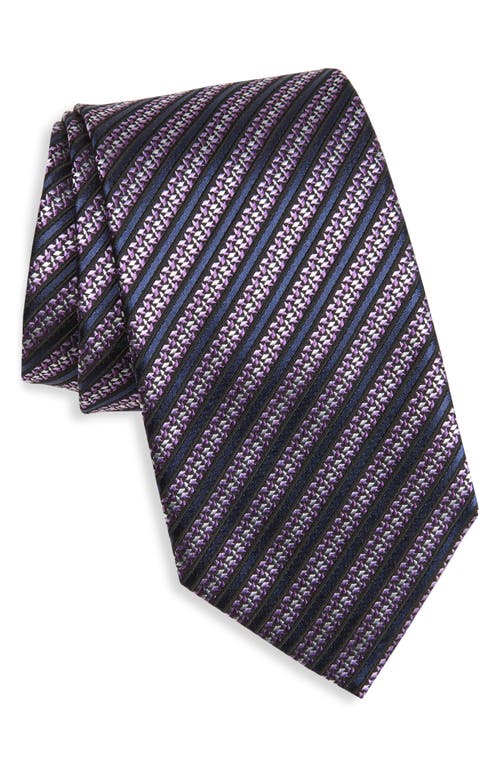 Zegna Ties Stripe Mulberry Silk Tie In Purple