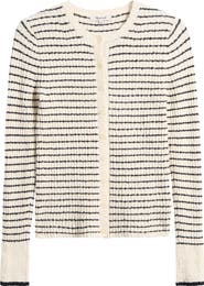 Madewell Striped Bouclé Knit Cardigan