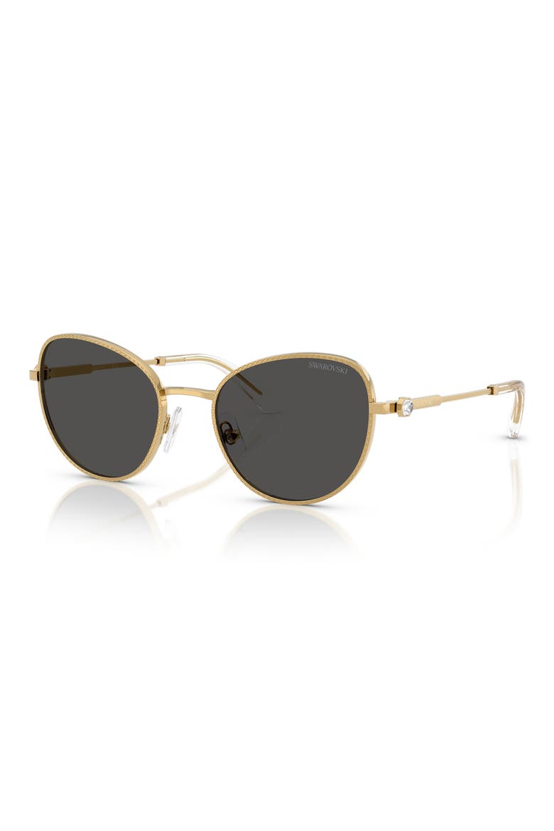54mm Round Sunglasses, Alternate, color, GOLD / DARK GREY