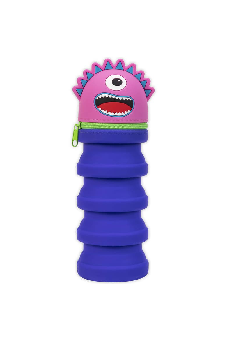 Retractable Pencil Case, Pink Monster, Main, color, Multicolored