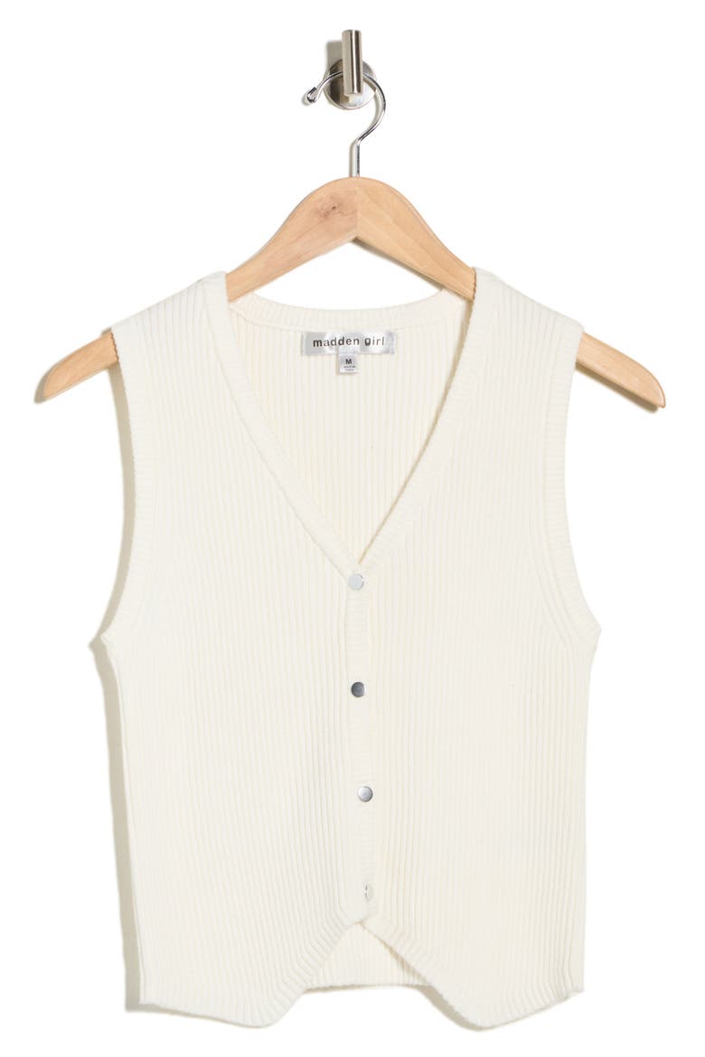 V-Neck Ribbed Sweater Vest, Alternate, color, IVORY