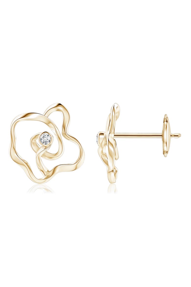 Natori Sakura Diamond Flower Stud Earrings, Main, color, YG