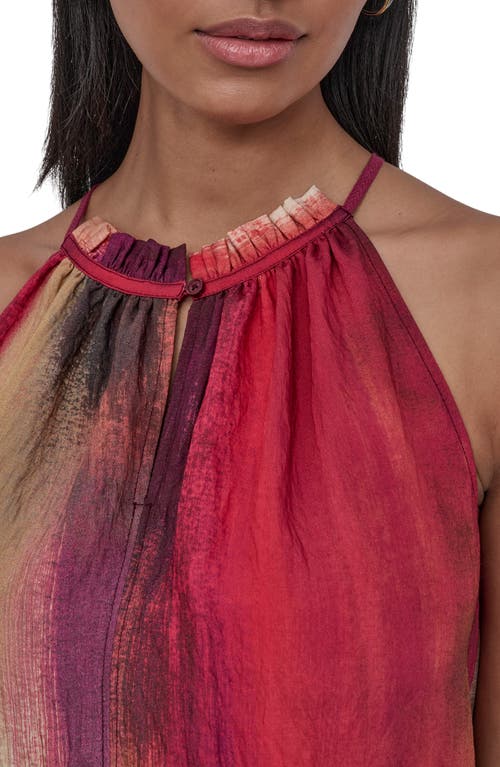 Dkny Abstract Print Textured Sleeveless Top In Red