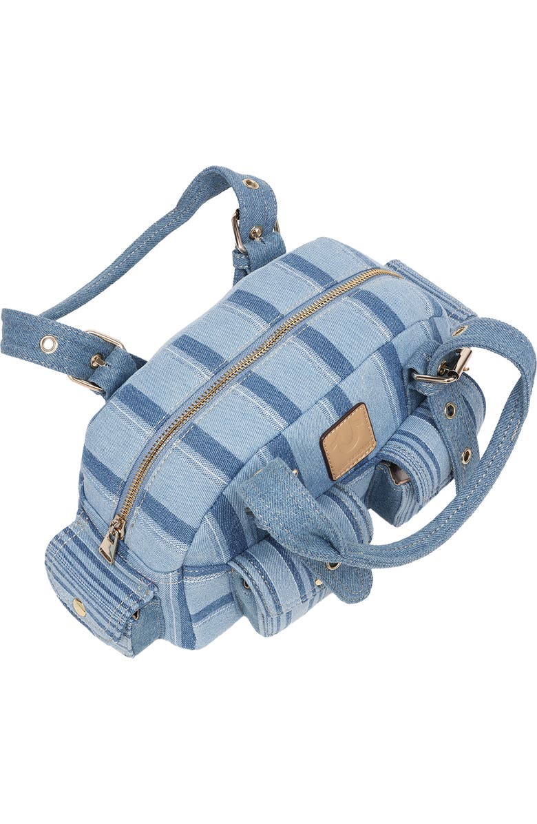 True Religion Multistripe Soft Satchel Bag, Alternate, color, Denim/ Blue