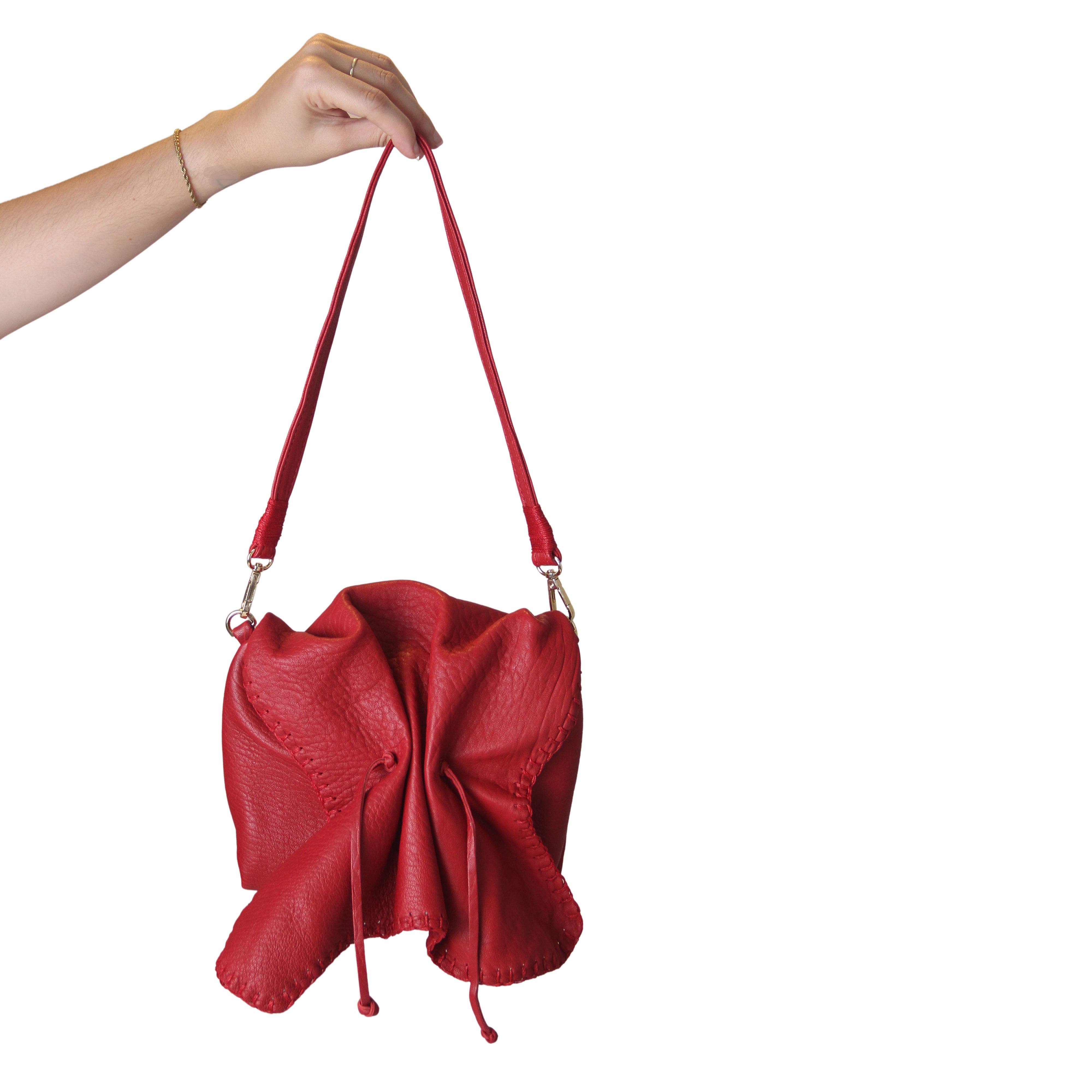 Medium Butterfly Leather Bag, Alternate, color, Red