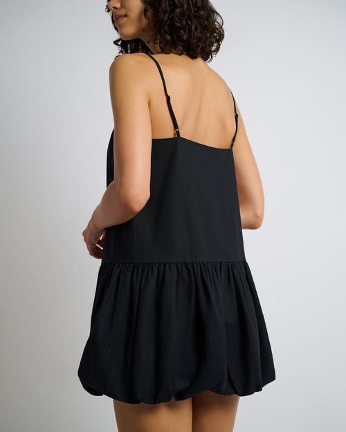 Onia Air Linen Bubble Mini Dress In Black