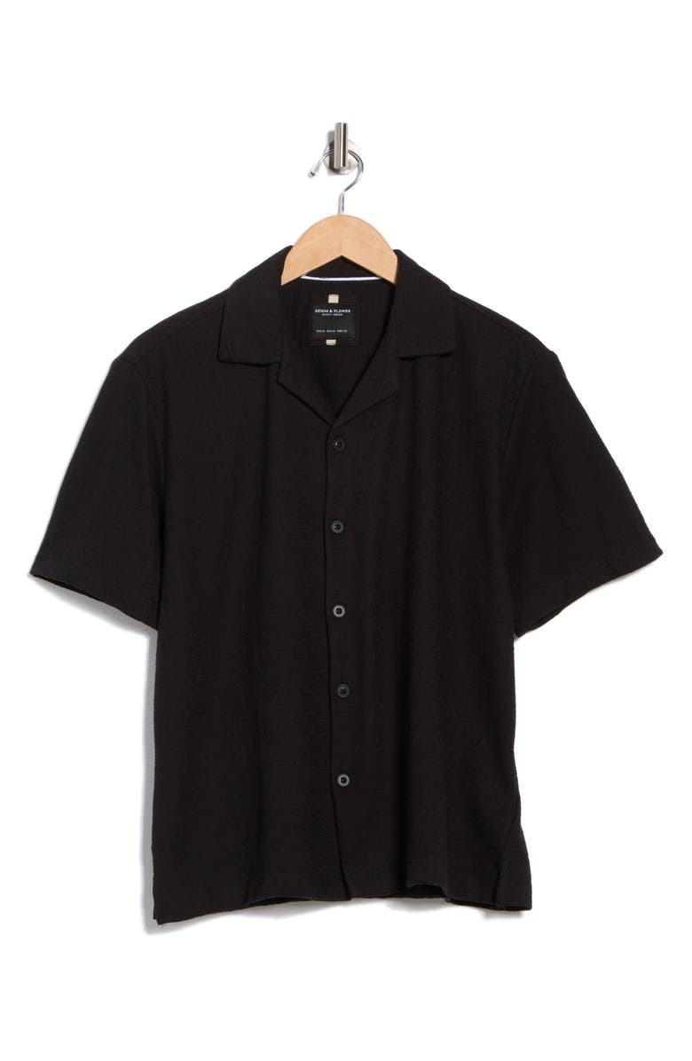 DENIM AND FLOWER Short Sleeve Button-Up Shirt, Alternate, color, Black