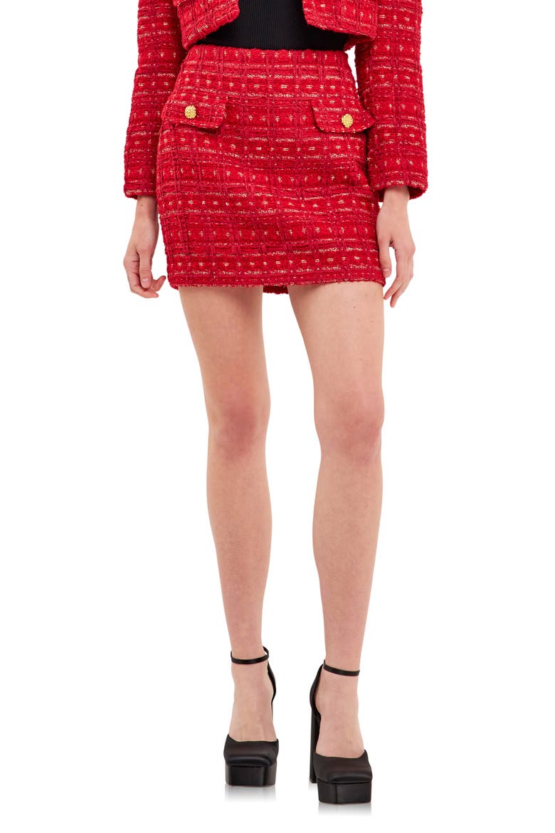 Premium Tweed Miniskirt, Main, color, RED