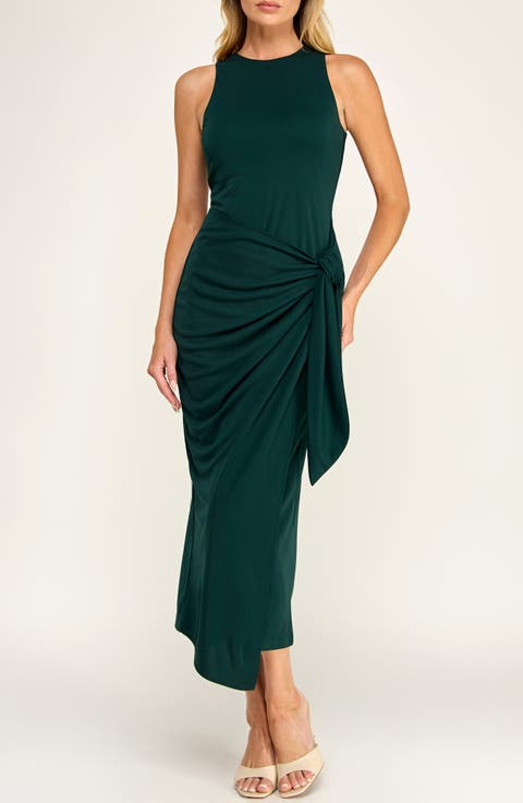 Wrap Front Knit Midi Dress