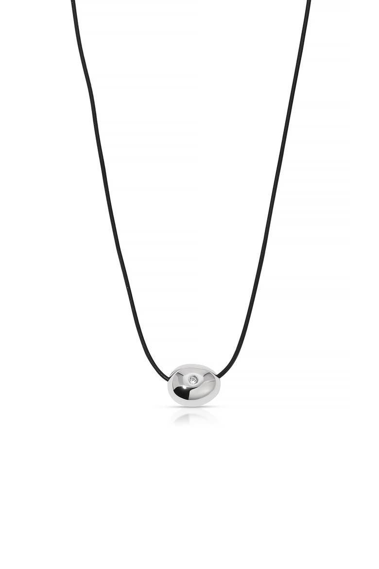 Polished Pebble Pendant Necklace, Main, color, RHODIUM