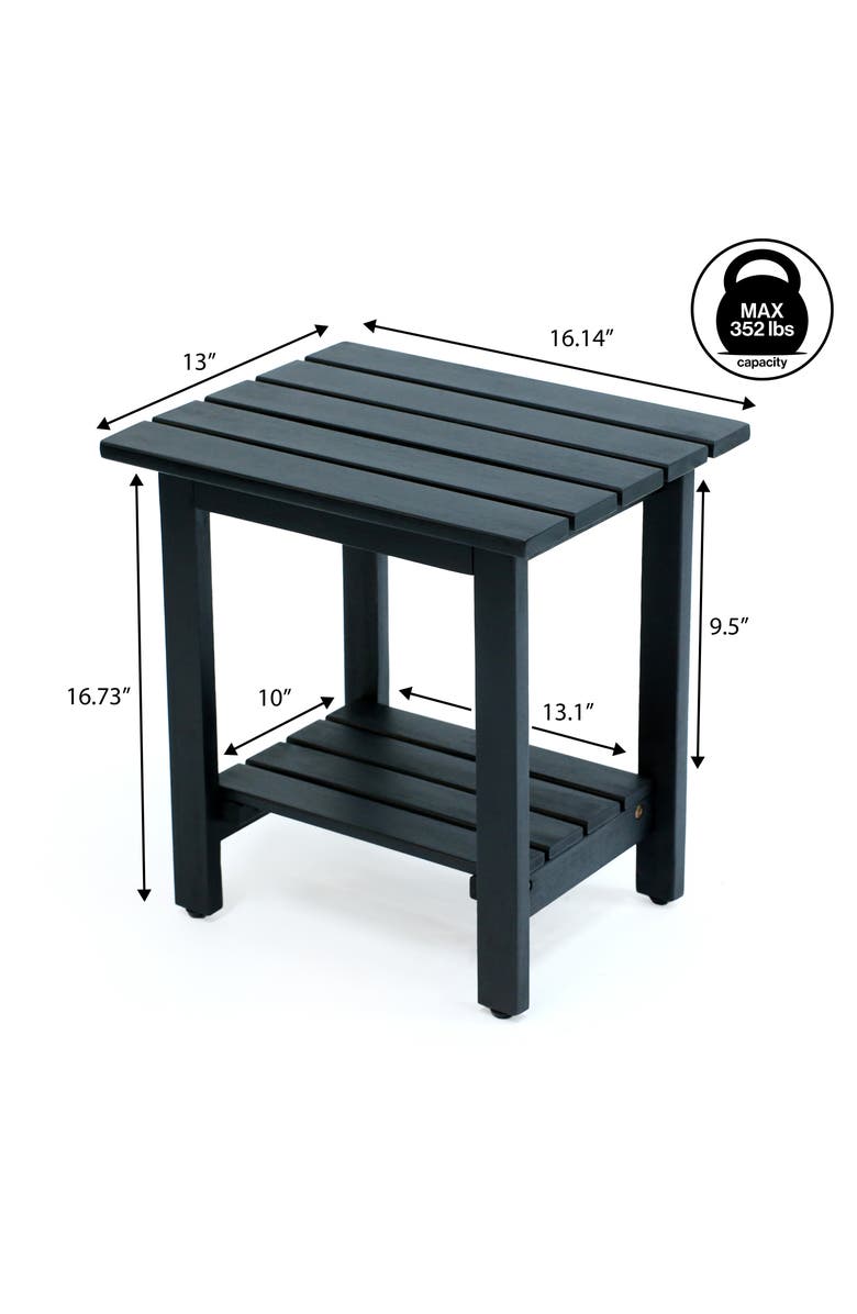 JONATHAN Y Kellie 16.1" Cottage Classic Slatted Solid Acacia Wood Indoor/Outdoor Side Table with Shelf, Alternate, color, Black