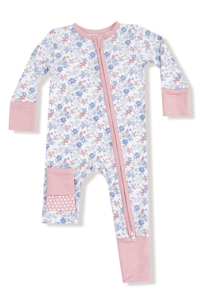 Angel Dear Country Girl Floral Convertible Zip Romper, Main, color, Ivory/ Mellow Rose