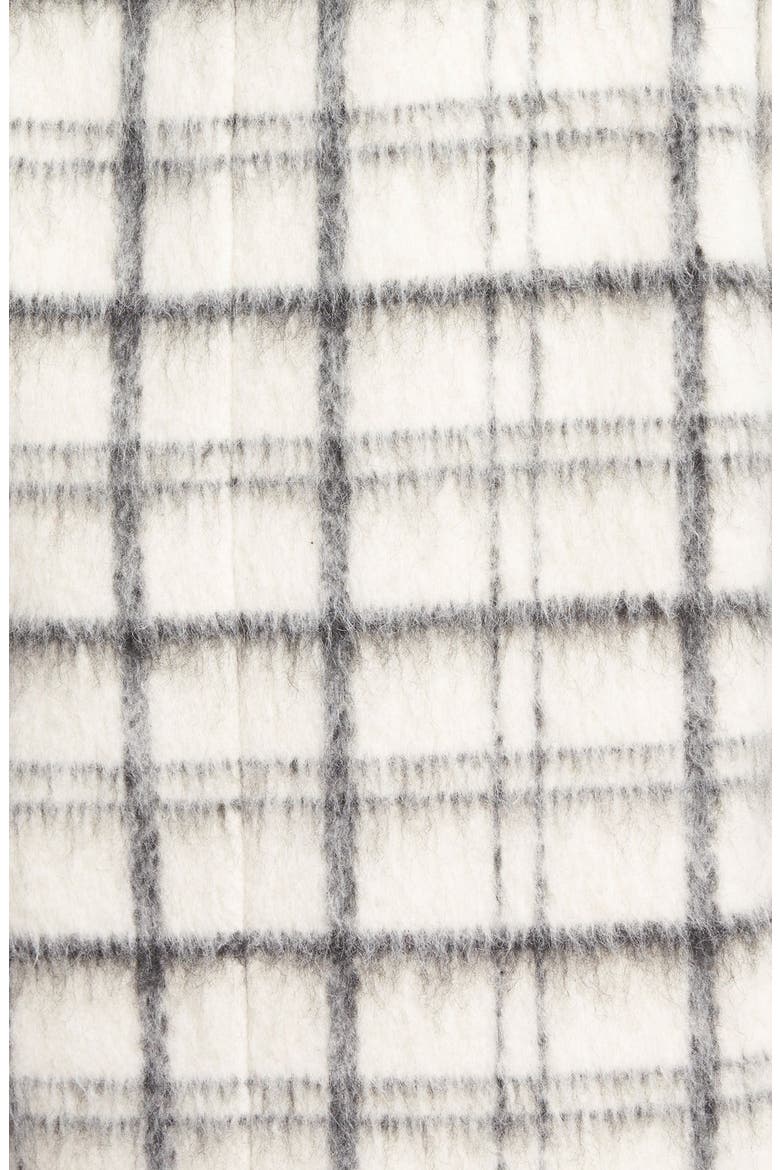 Notch Collar Plaid Reefer Coat, Alternate, color, IVORY/ BLACK