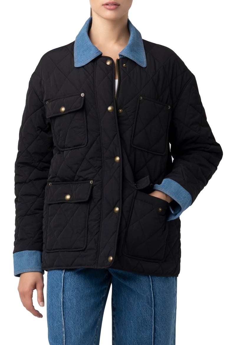 Quilted Denim Trim Barn Jacket, Main, color, BARN CHARM