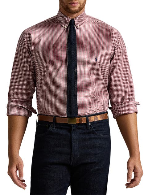 Big & Tall Gingham Stretch Poplin Sport Shirt