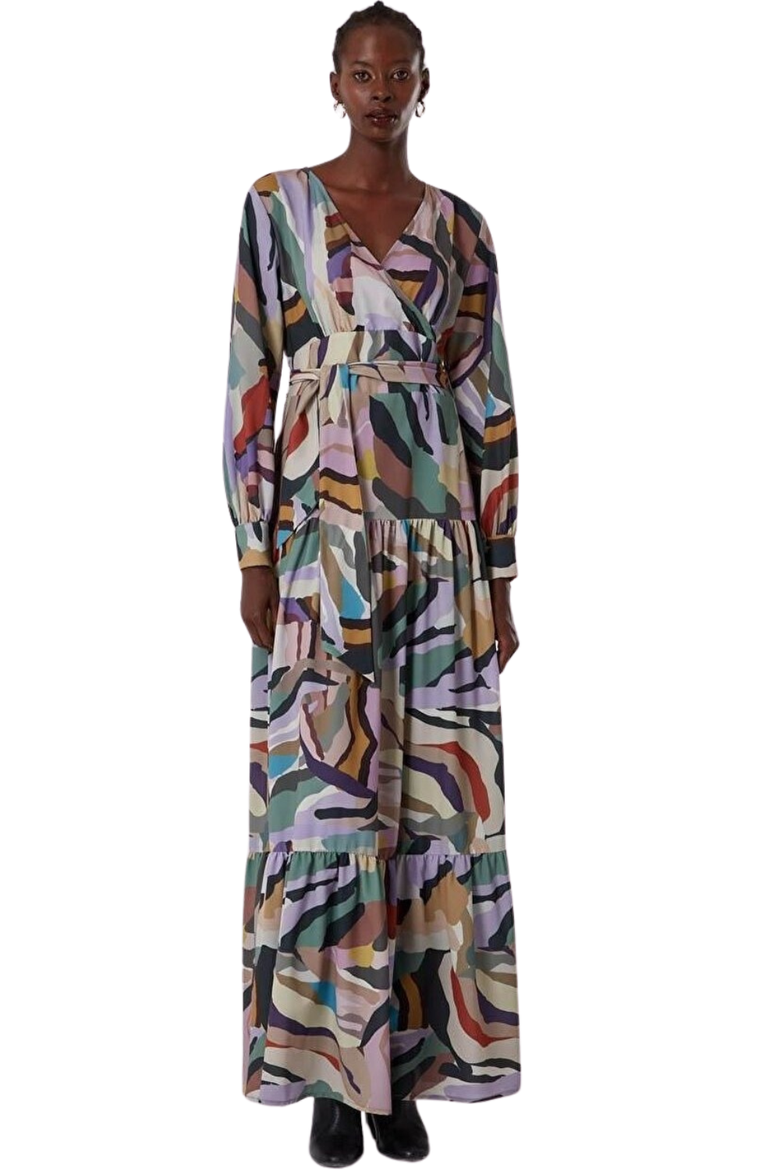 Flowy Long Sleeve Maxi Dress, Main, color, Mix