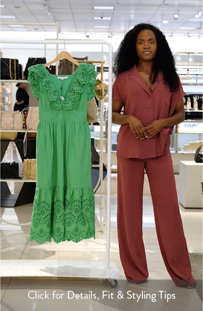 Eyelet Trim Cotton Midi Dress, sales video thumbnail