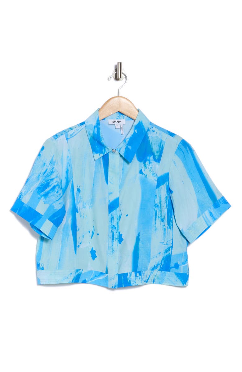DKNY Print Camp Shirt, Alternate, color, Maculte Marble