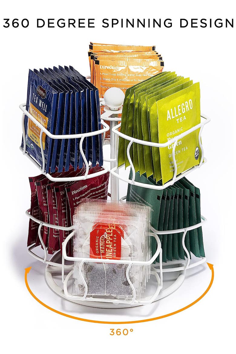 2-Tier Tea Bag Organizer, Alternate, color, WHITE