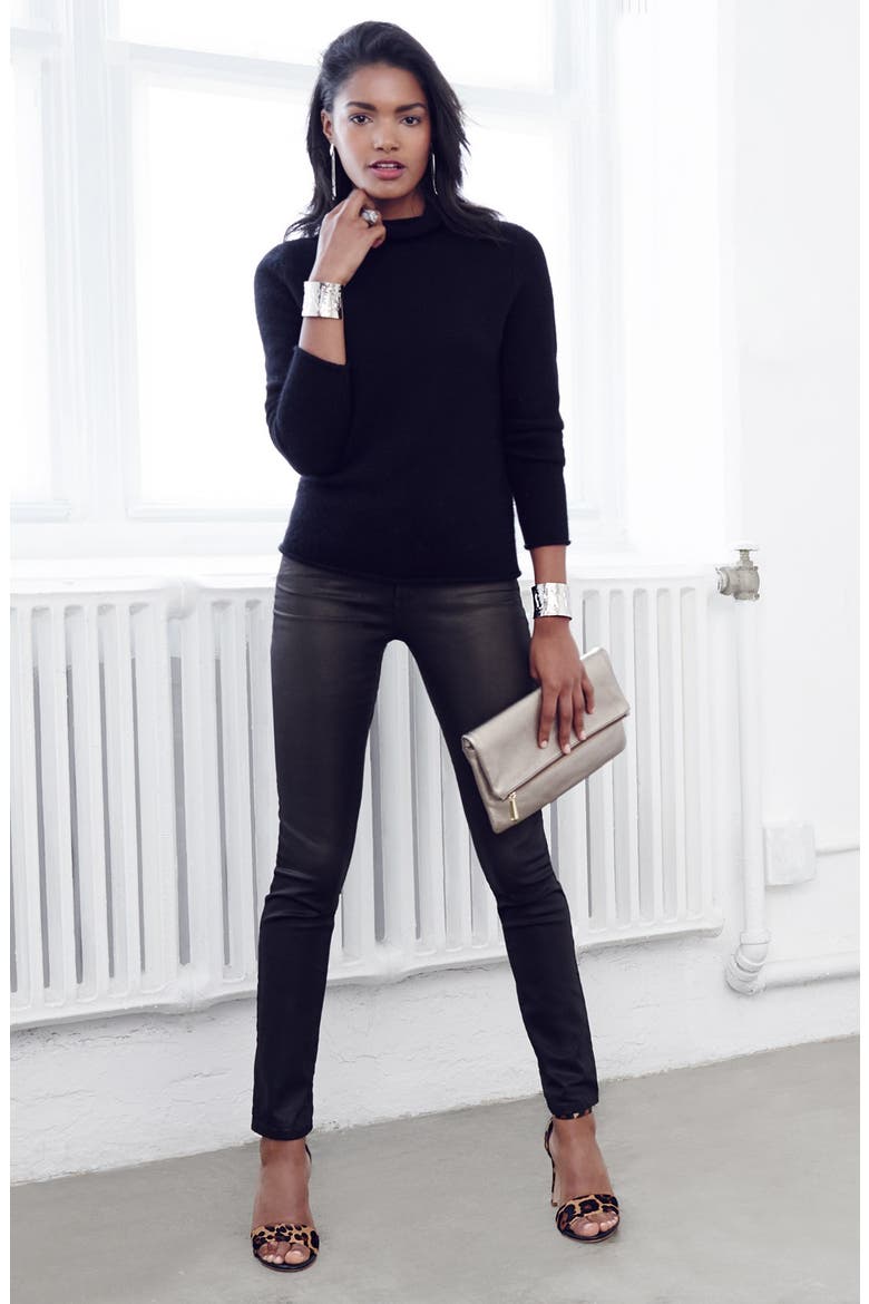 'Alina' Coated Stretch Skinny Jeans, Alternate, color, BRONZE COATING