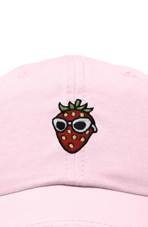 Dalix Strawberry Embroidered Casual Cap In Washed Pink