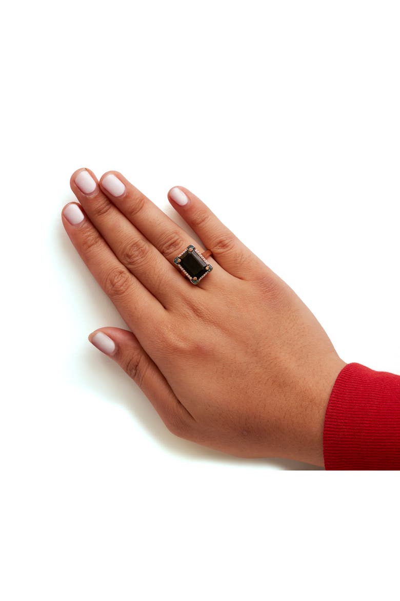 14K Gold Black Onyx & 1/5 Ct Diamond Halo Cocktail Ring -, Alternate, color, Pink