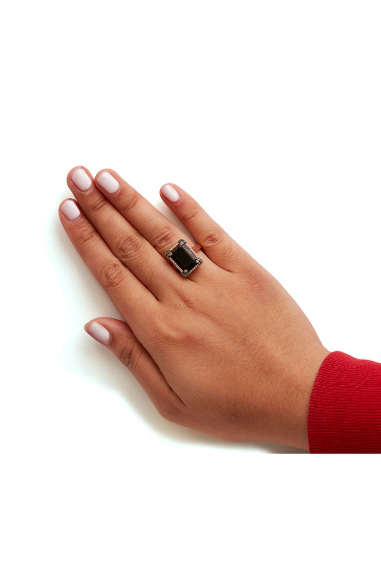 Haus of Brilliance 14K Gold Black Onyx & 1/5 Ct Diamond Halo Cocktail Ring -, Alternate, color, Pink