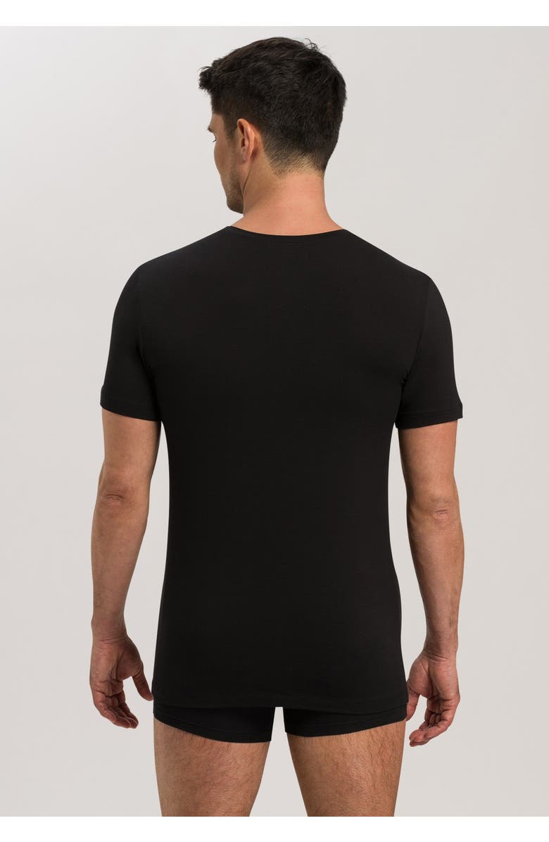 Hanro Cotton Superior Fitted V-Neck Cotton T-Shirt, Alternate, color, Black