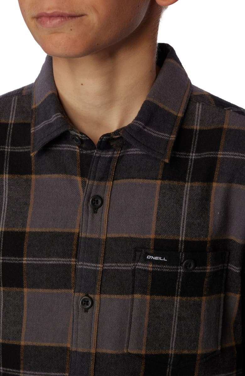 O'Neill Kids' Redmond Plaid Stretch Flannel Button-Up Shirt, Alternate, color, 