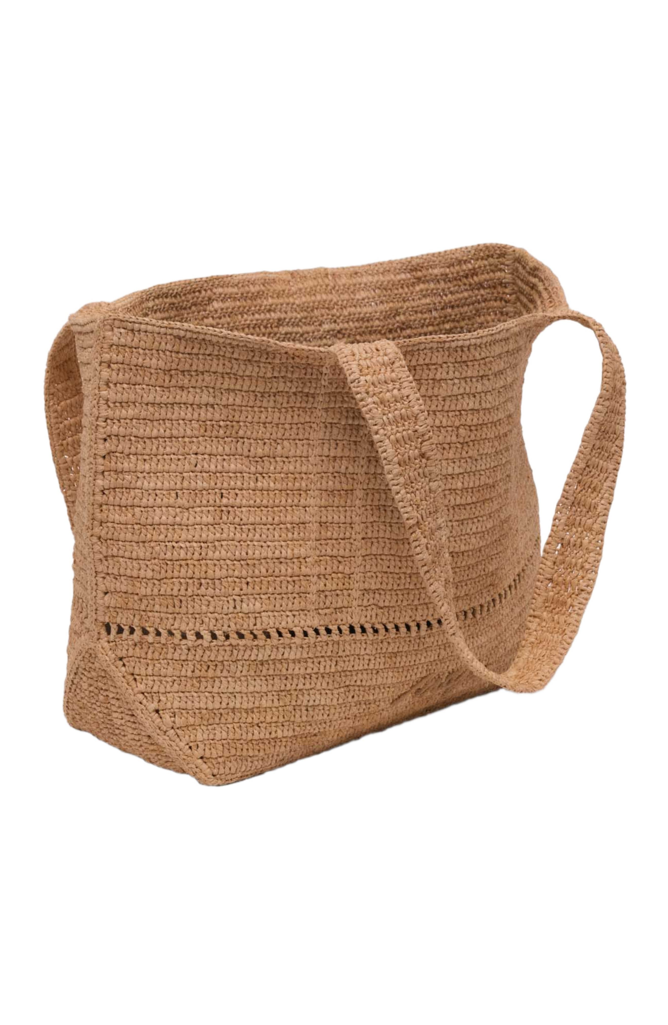 maje Crocheted raffia tote bag, Alternate, color, 